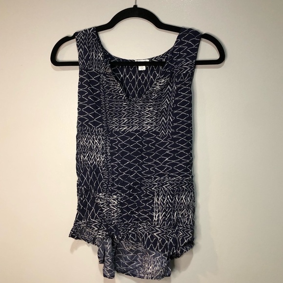 Splendid Navy and White Tank Geometric Design with a Tie Back - Picture 2 of 12